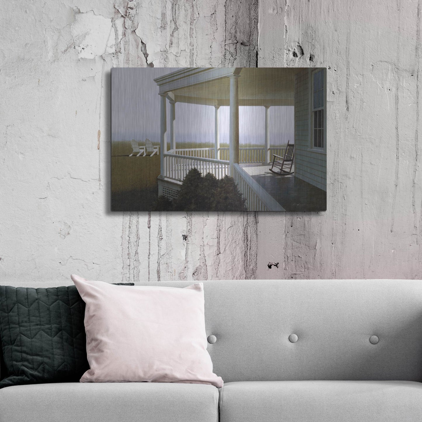 Luxe Metal Art 'New Porch' by Zhen-Huan Lu, Metal Wall Art,36x24