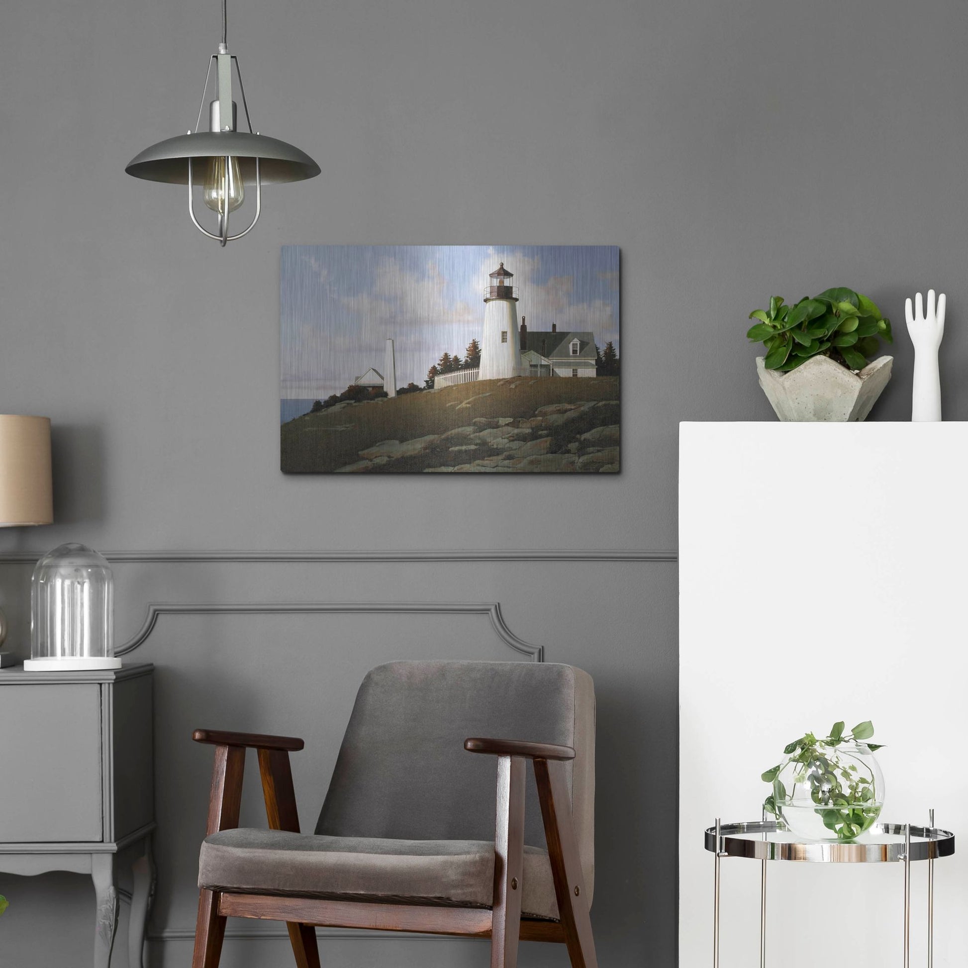 Luxe Metal Art 'Lighthouse 2' by Zhen-Huan Lu, Metal Wall Art,24x16