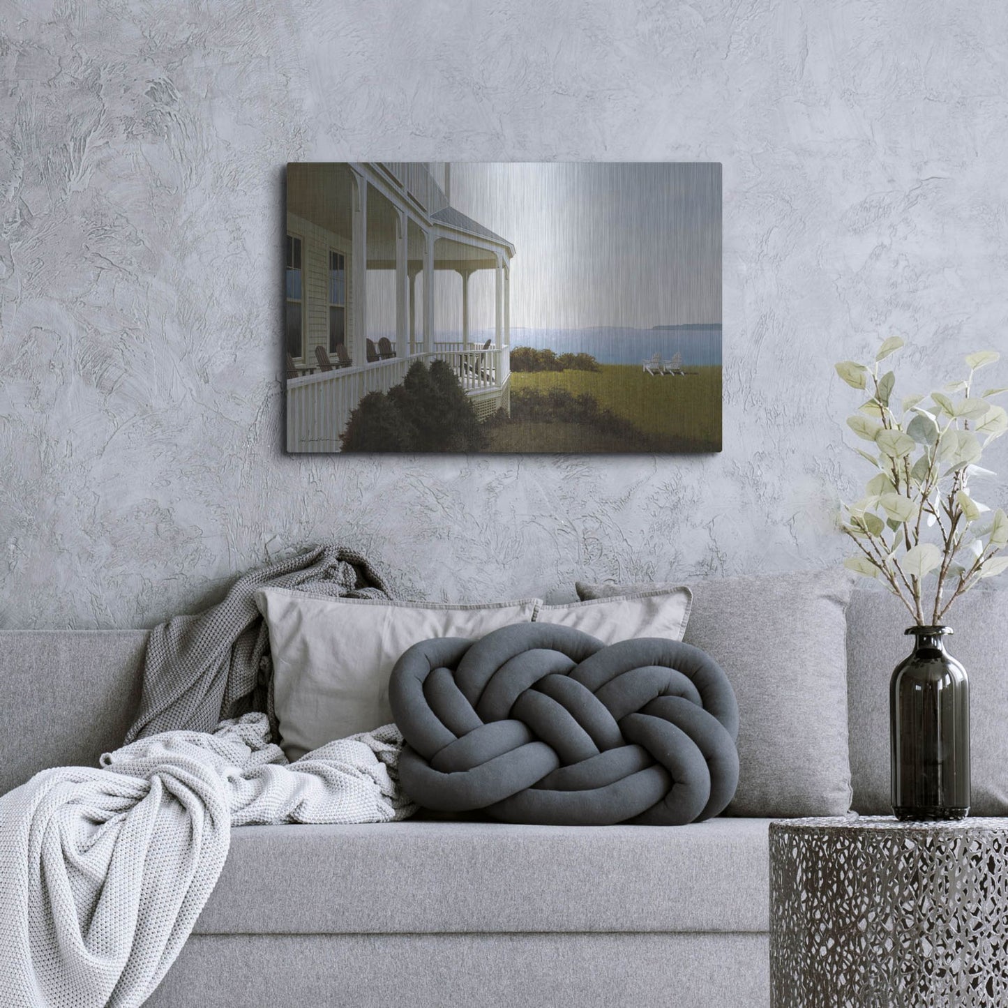Luxe Metal Art 'Porch Chairs' by Zhen-Huan Lu, Metal Wall Art,36x24