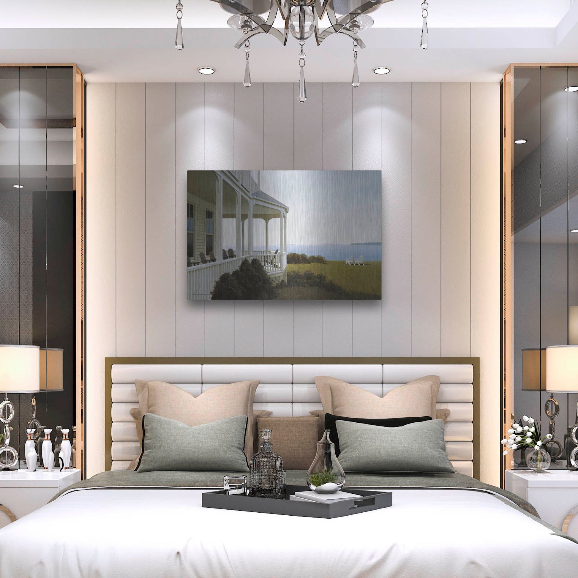 Luxe Metal Art 'Porch Chairs' by Zhen-Huan Lu, Metal Wall Art,36x24