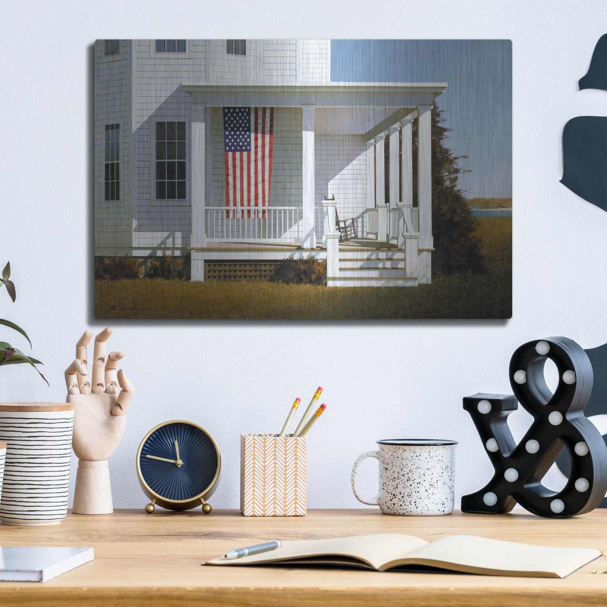 Luxe Metal Art 'Porch 4' by Zhen-Huan Lu, Metal Wall Art,16x12
