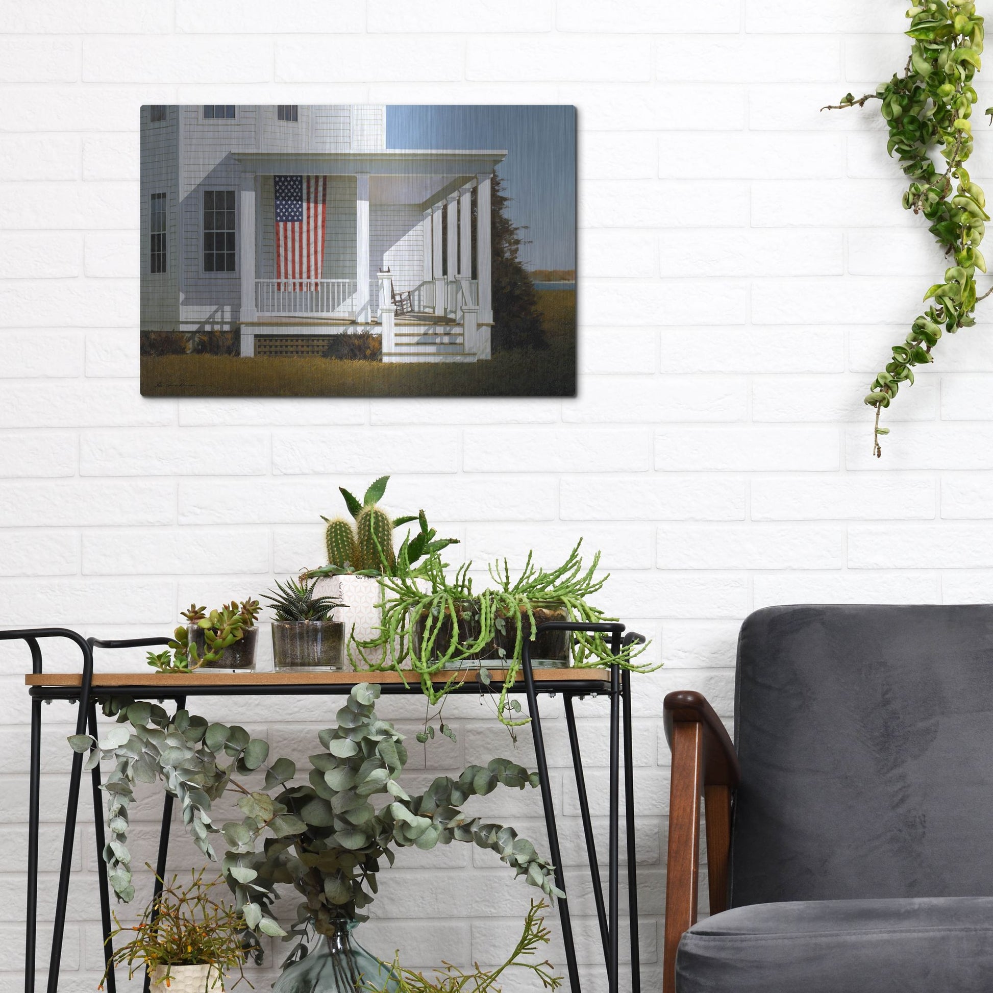 Luxe Metal Art 'Porch 4' by Zhen-Huan Lu, Metal Wall Art,16x12