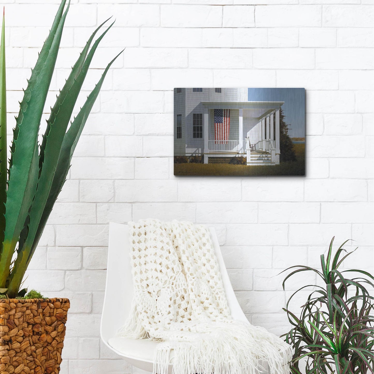 Luxe Metal Art 'Porch 4' by Zhen-Huan Lu, Metal Wall Art,16x12