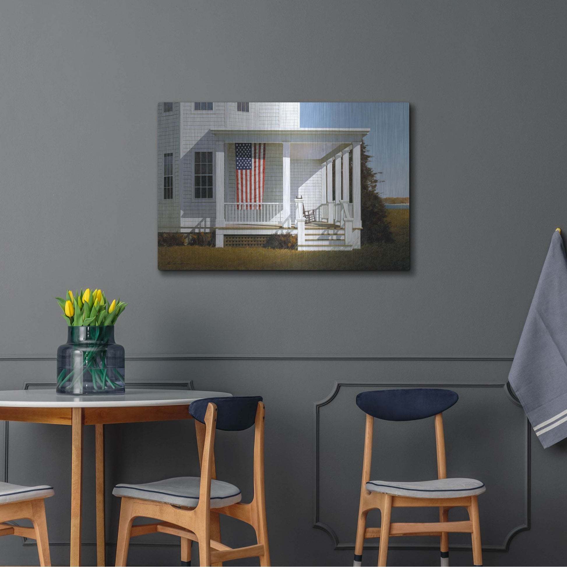 Luxe Metal Art 'Porch 4' by Zhen-Huan Lu, Metal Wall Art,36x24