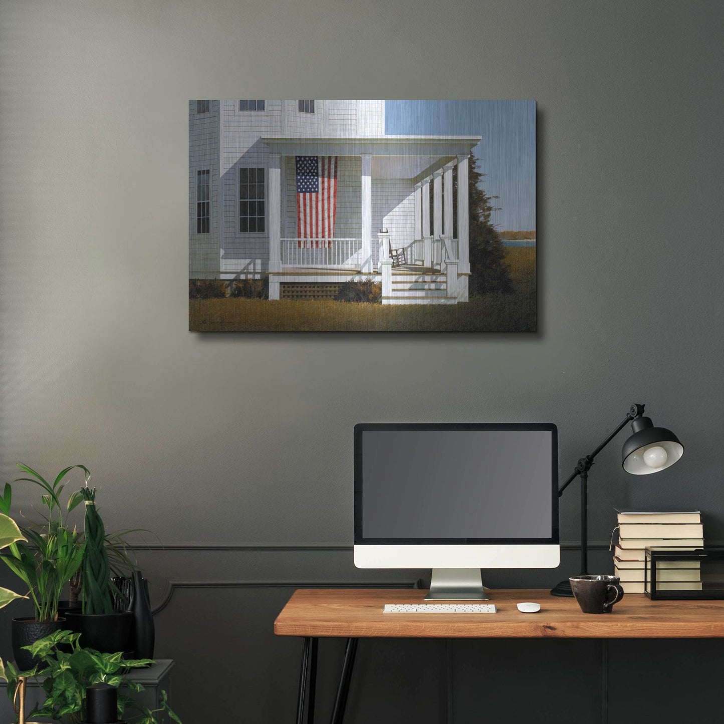 Luxe Metal Art 'Porch 4' by Zhen-Huan Lu, Metal Wall Art,36x24