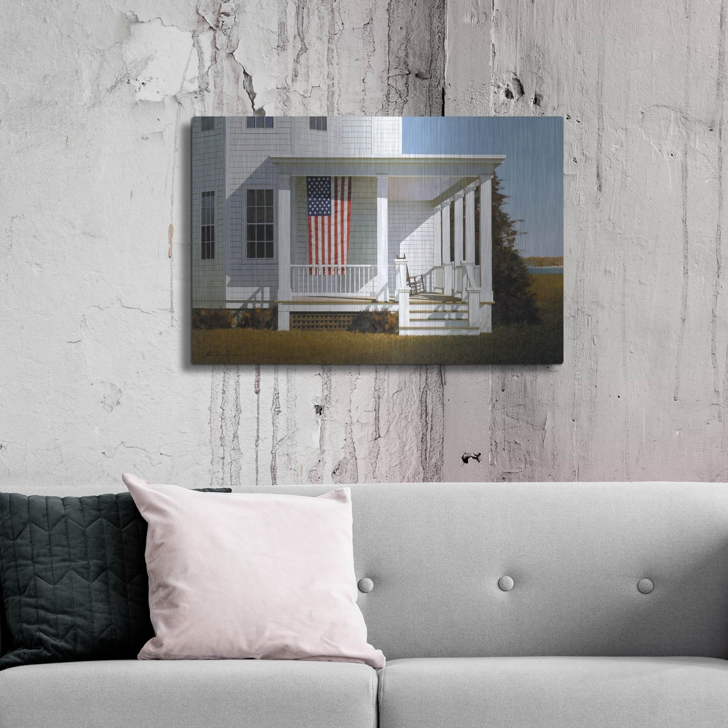 Luxe Metal Art 'Porch 4' by Zhen-Huan Lu, Metal Wall Art,36x24