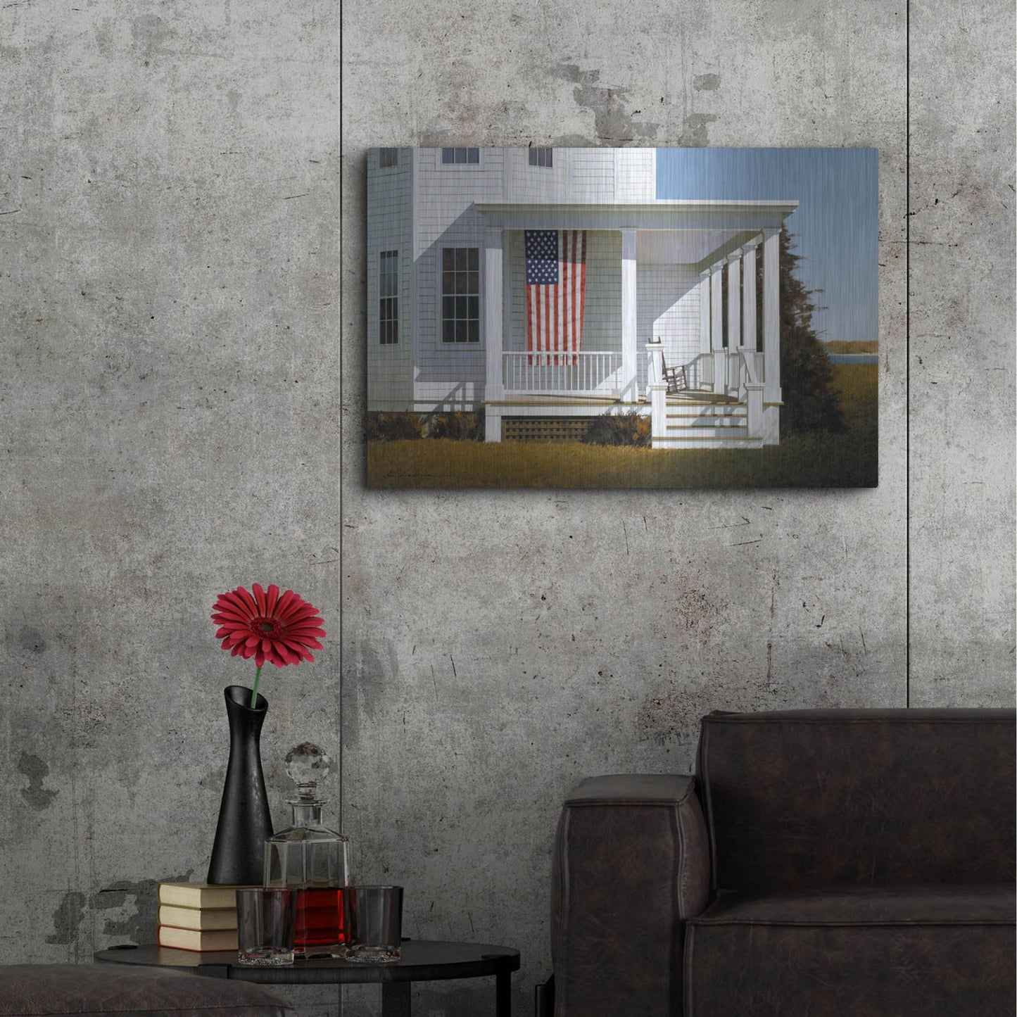 Luxe Metal Art 'Porch 4' by Zhen-Huan Lu, Metal Wall Art,36x24