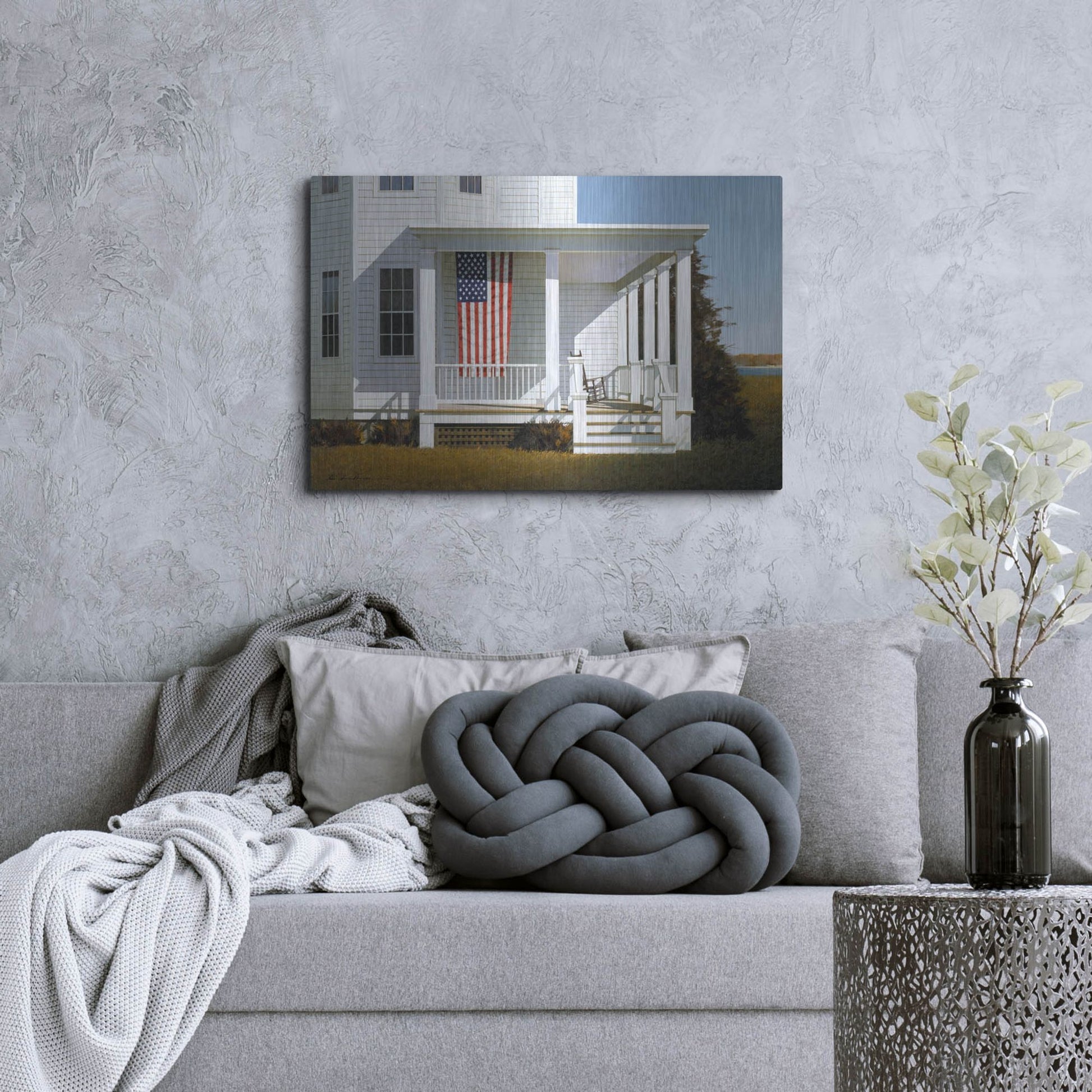 Luxe Metal Art 'Porch 4' by Zhen-Huan Lu, Metal Wall Art,36x24