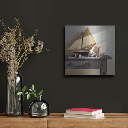 Luxe Metal Art 'Shell & Sail' by Zhen-Huan Lu, Metal Wall Art,12x12