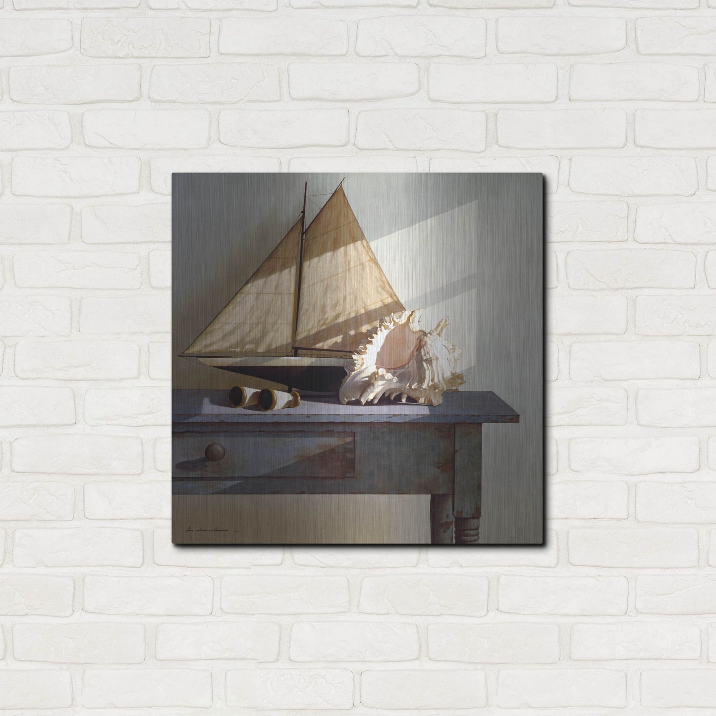 Luxe Metal Art 'Shell & Sail' by Zhen-Huan Lu, Metal Wall Art,24x24