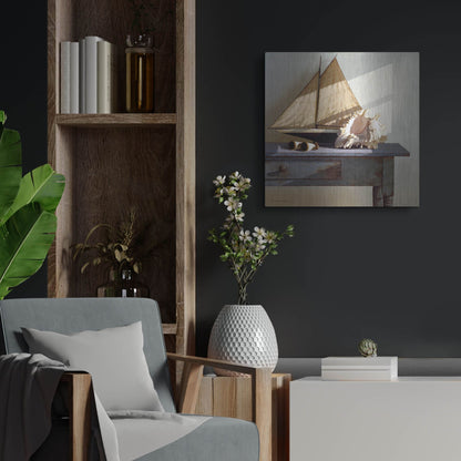 Luxe Metal Art 'Shell & Sail' by Zhen-Huan Lu, Metal Wall Art,24x24