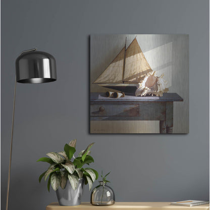 Luxe Metal Art 'Shell & Sail' by Zhen-Huan Lu, Metal Wall Art,24x24