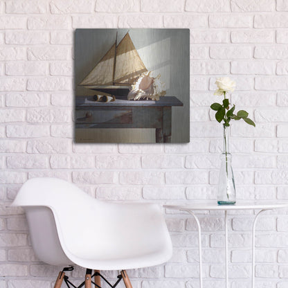 Luxe Metal Art 'Shell & Sail' by Zhen-Huan Lu, Metal Wall Art,24x24