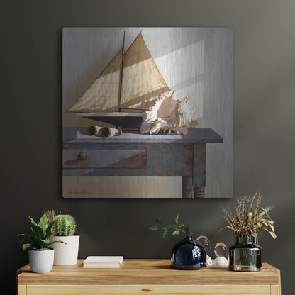 Luxe Metal Art 'Shell & Sail' by Zhen-Huan Lu, Metal Wall Art,24x24