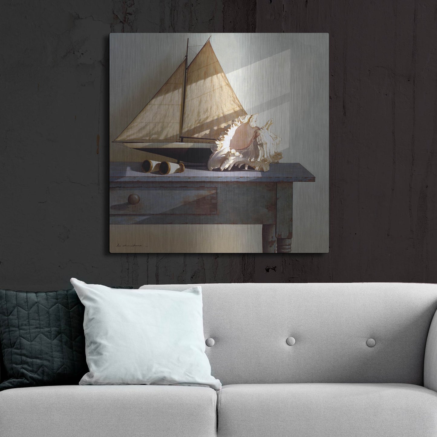Luxe Metal Art 'Shell & Sail' by Zhen-Huan Lu, Metal Wall Art,36x36