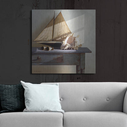 Luxe Metal Art 'Shell & Sail' by Zhen-Huan Lu, Metal Wall Art,36x36
