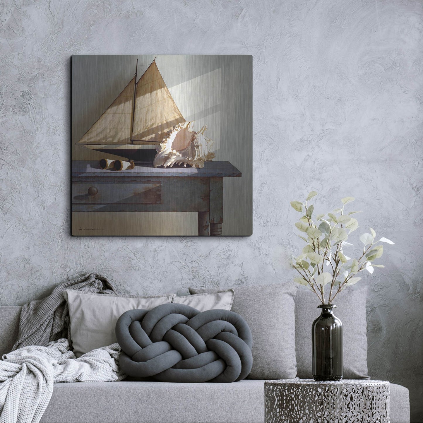 Luxe Metal Art 'Shell & Sail' by Zhen-Huan Lu, Metal Wall Art,36x36