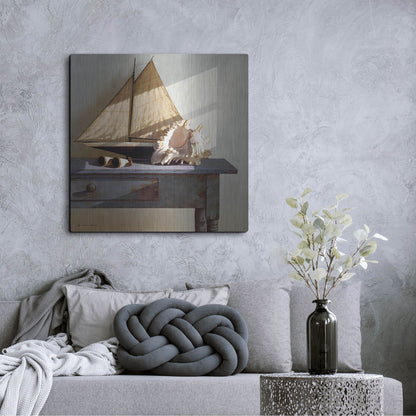 Luxe Metal Art 'Shell & Sail' by Zhen-Huan Lu, Metal Wall Art,36x36