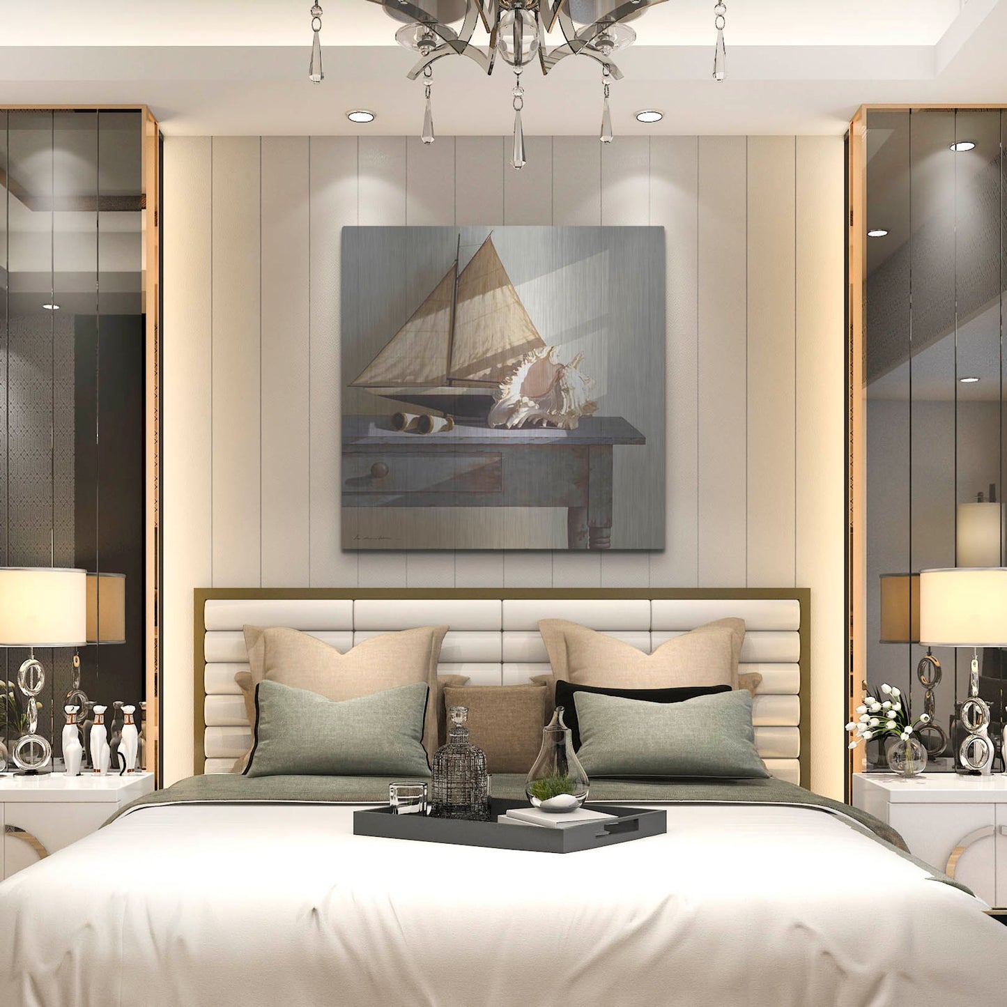 Luxe Metal Art 'Shell & Sail' by Zhen-Huan Lu, Metal Wall Art,36x36