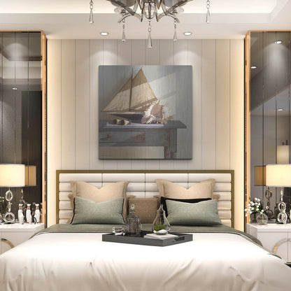 Luxe Metal Art 'Shell & Sail' by Zhen-Huan Lu, Metal Wall Art,36x36