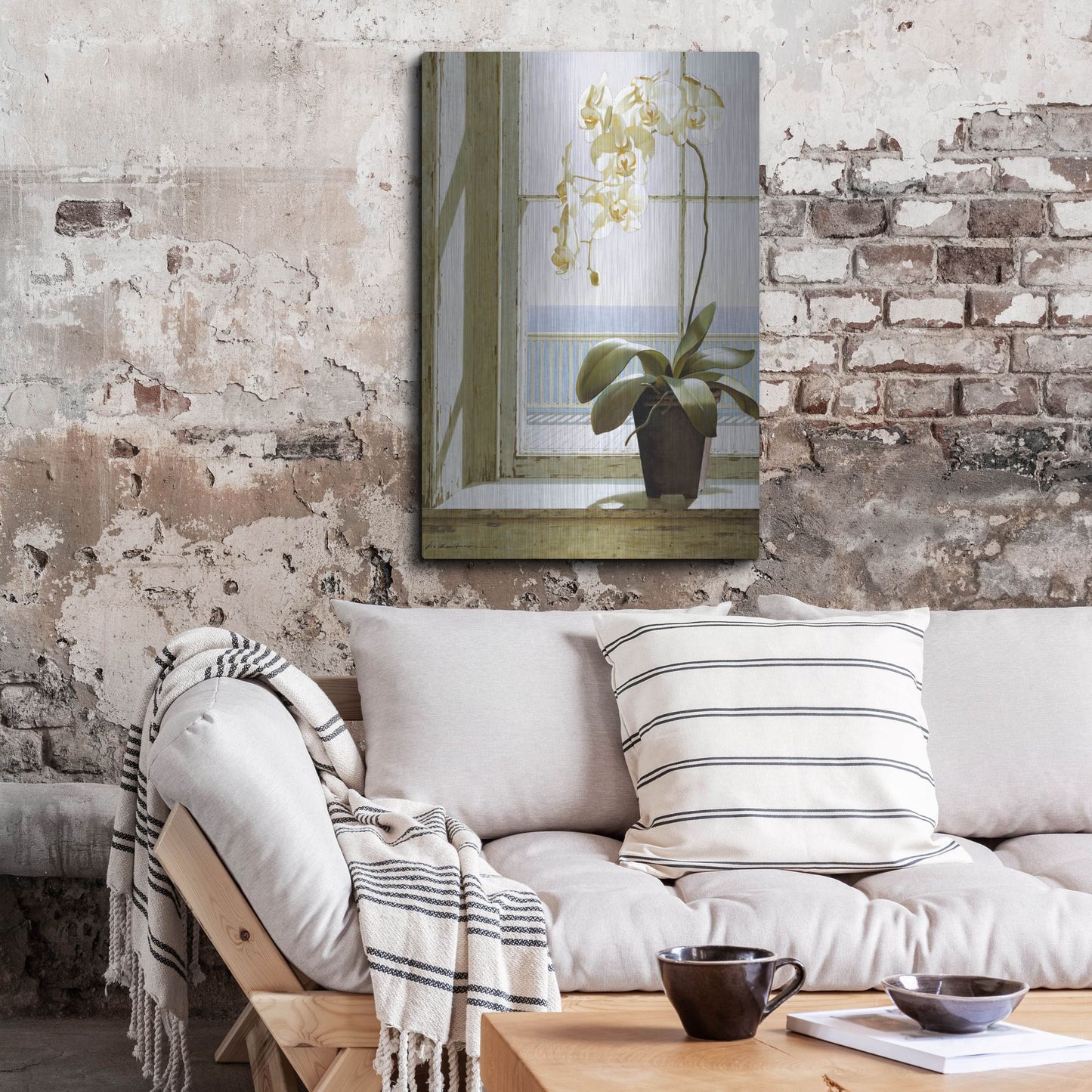Luxe Metal Art 'Flower In Window' by Zhen-Huan Lu, Metal Wall Art,24x36