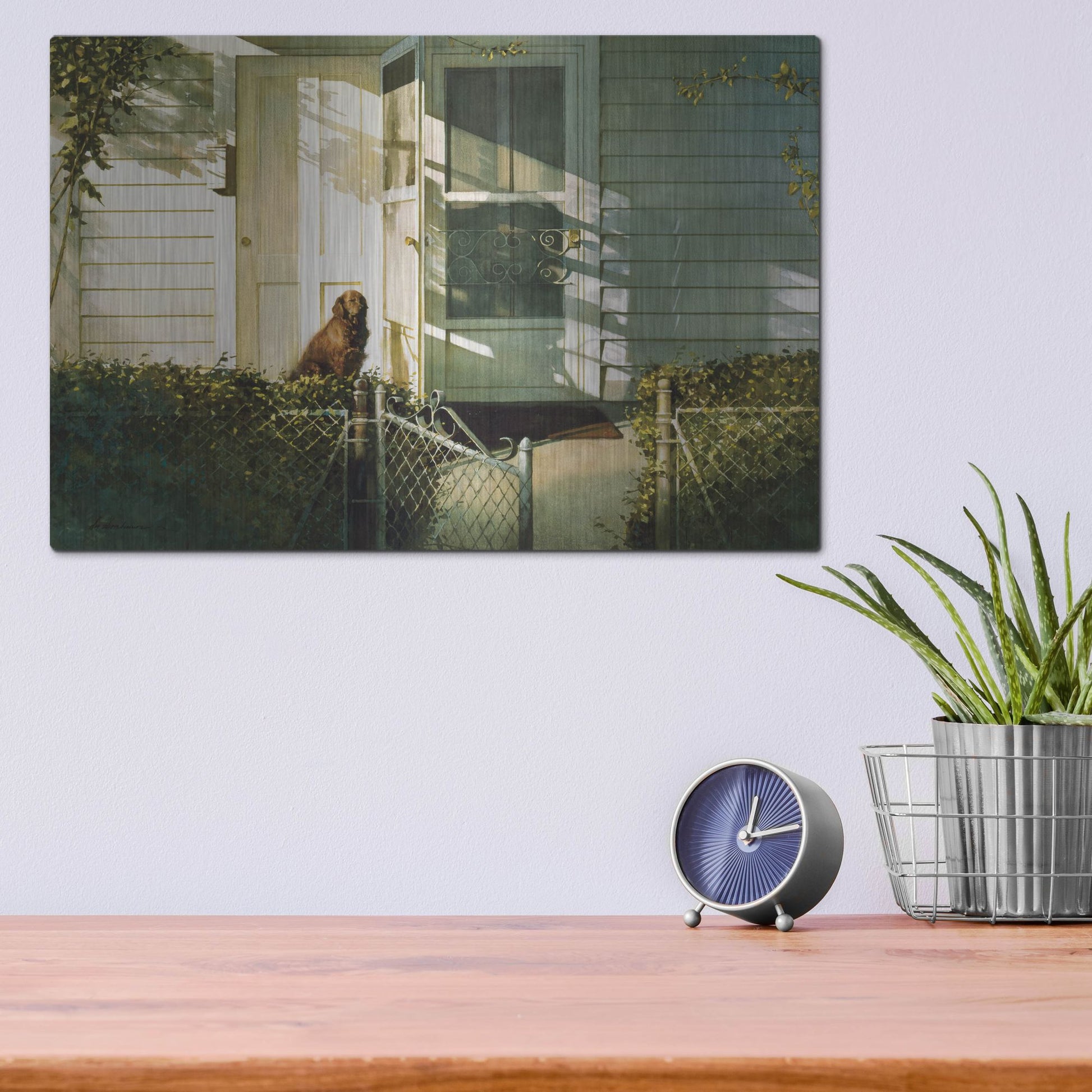 Luxe Metal Art 'Patiently Waiting' by Zhen-Huan Lu, Metal Wall Art,16x12