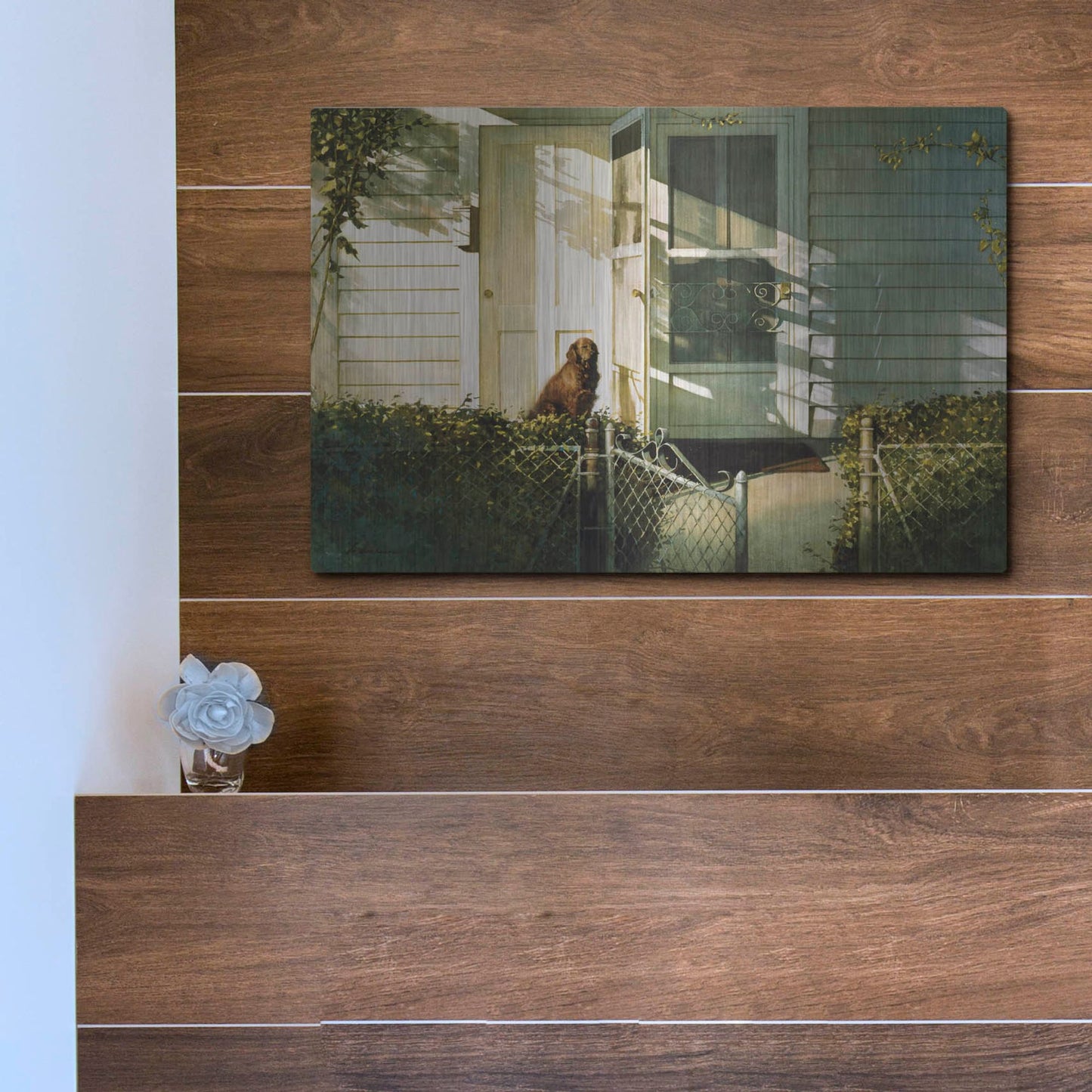 Luxe Metal Art 'Patiently Waiting' by Zhen-Huan Lu, Metal Wall Art,16x12