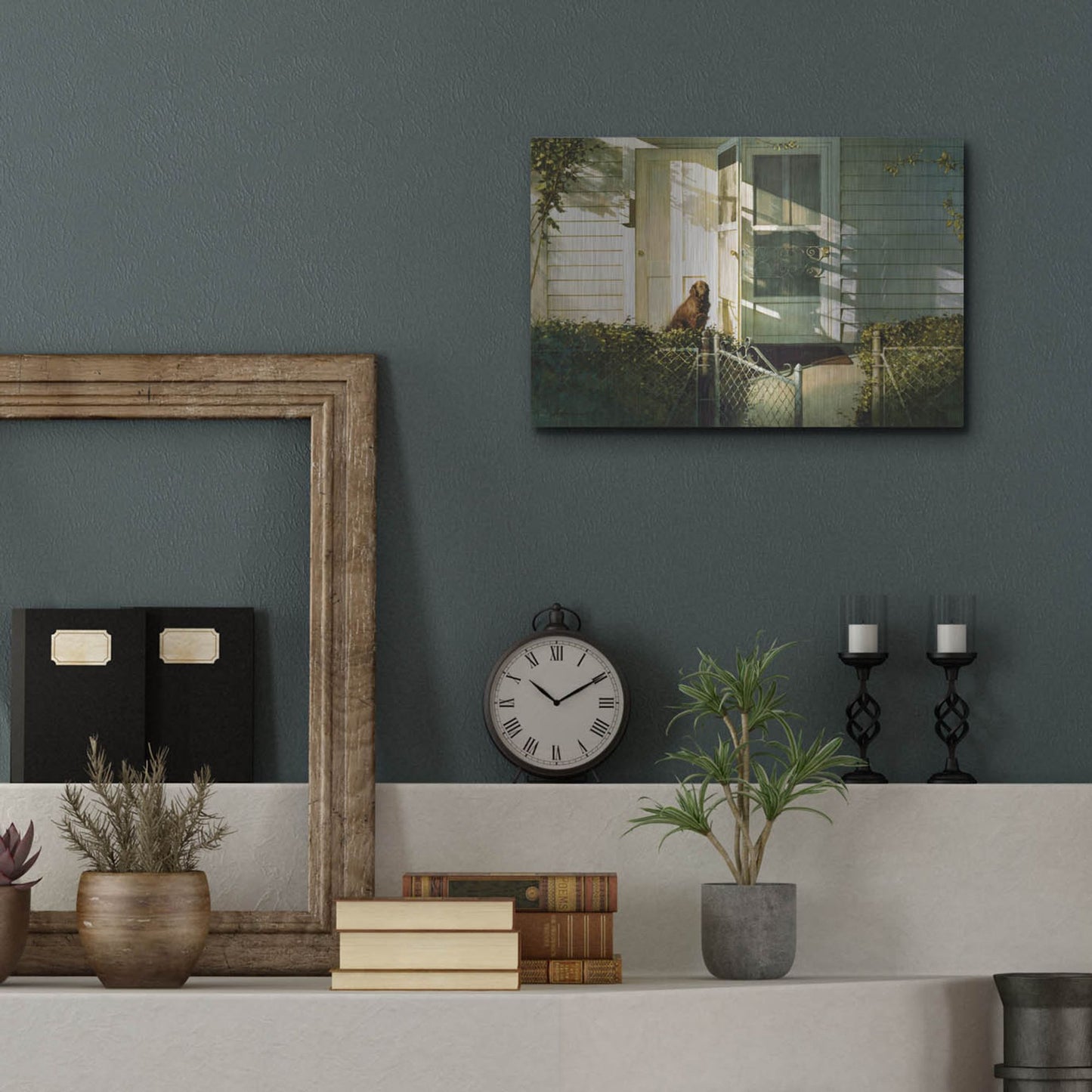 Luxe Metal Art 'Patiently Waiting' by Zhen-Huan Lu, Metal Wall Art,16x12