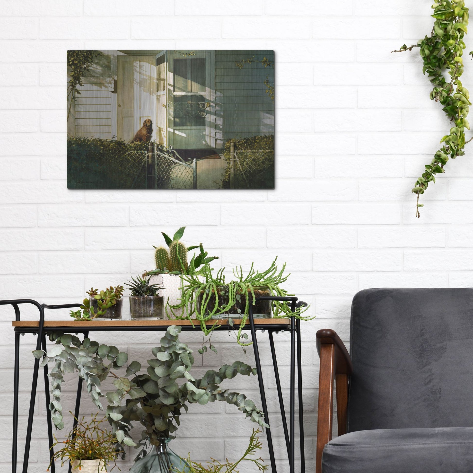 Luxe Metal Art 'Patiently Waiting' by Zhen-Huan Lu, Metal Wall Art,16x12