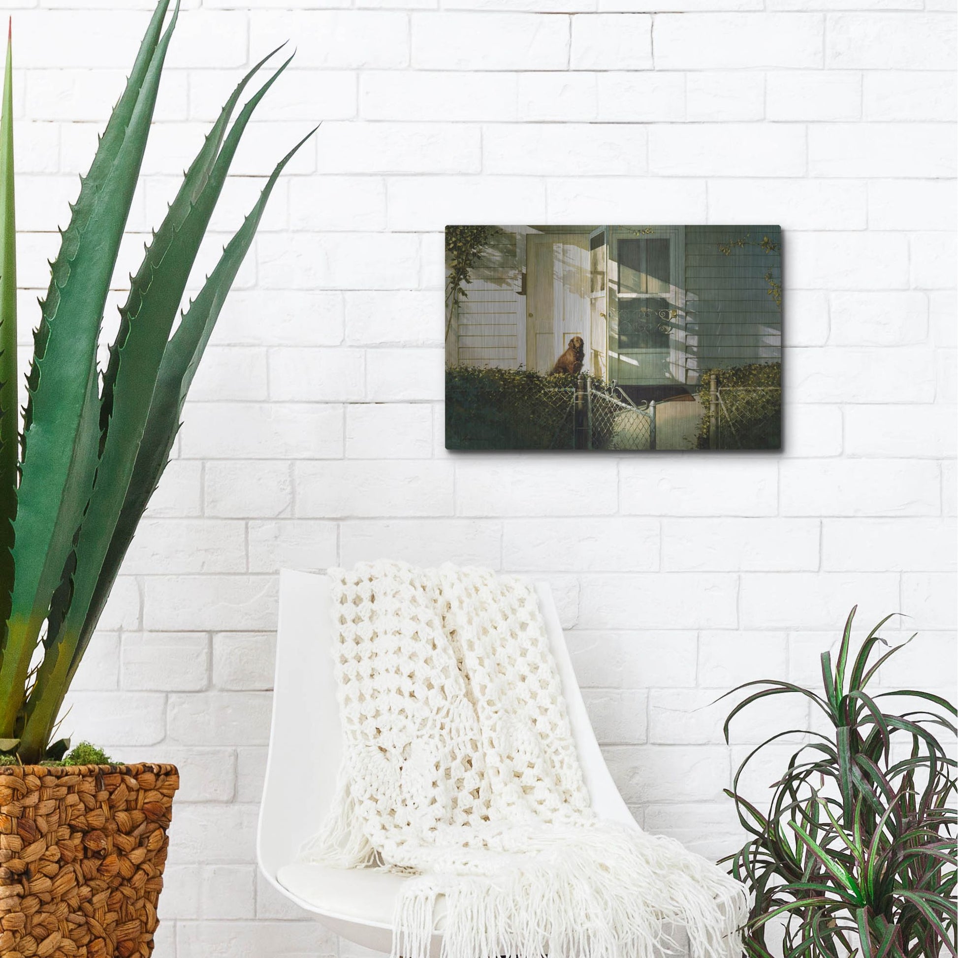 Luxe Metal Art 'Patiently Waiting' by Zhen-Huan Lu, Metal Wall Art,16x12