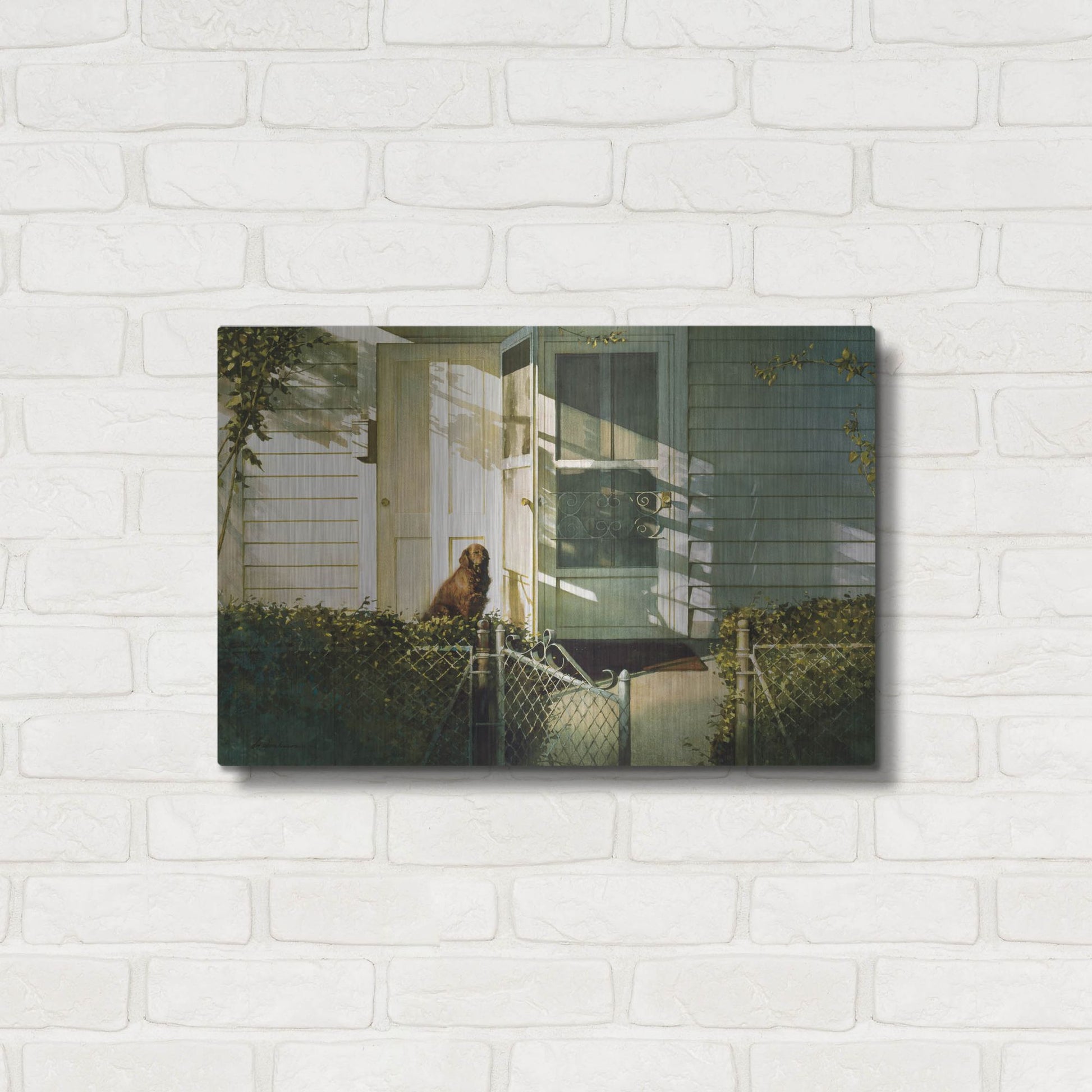 Luxe Metal Art 'Patiently Waiting' by Zhen-Huan Lu, Metal Wall Art,24x16