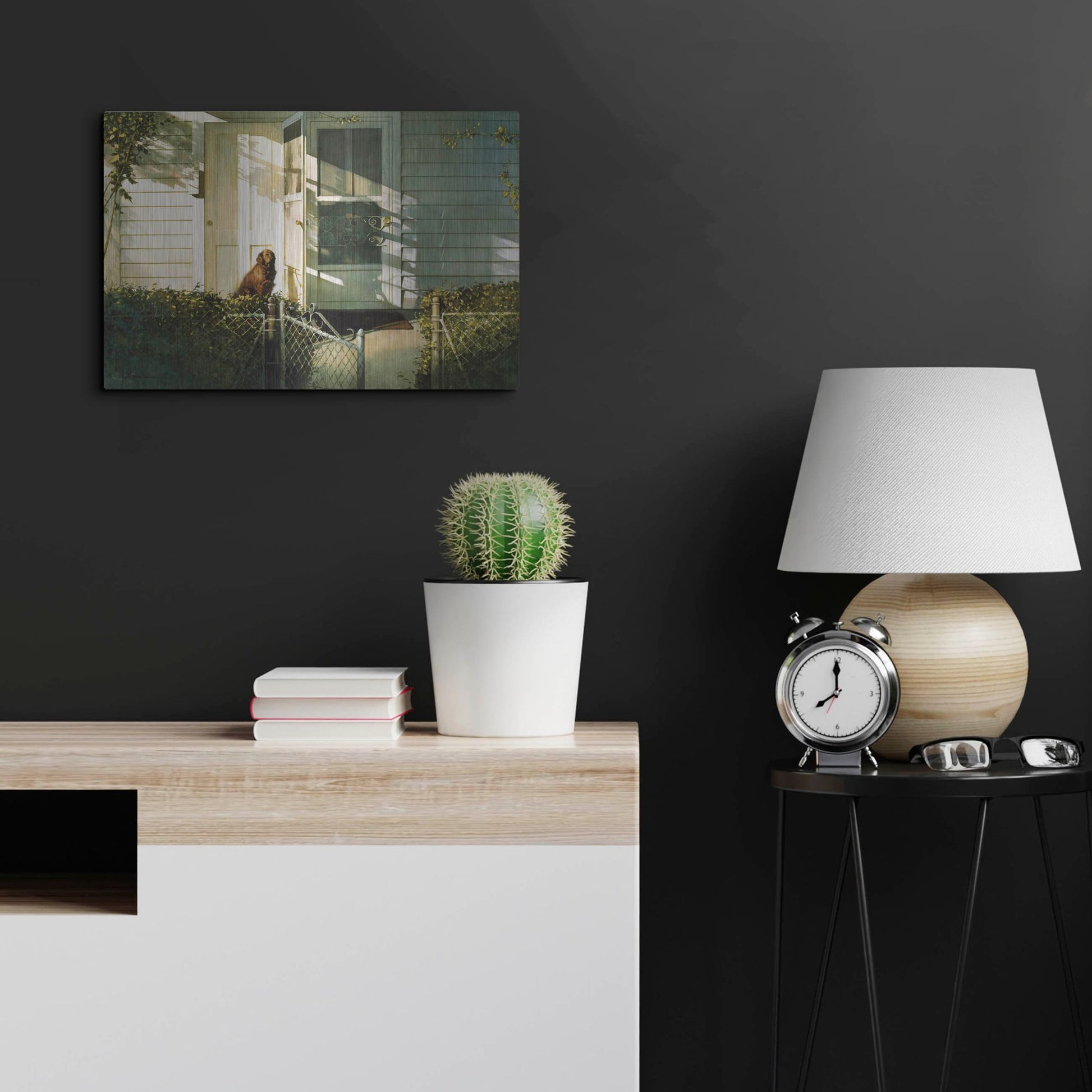 Luxe Metal Art 'Patiently Waiting' by Zhen-Huan Lu, Metal Wall Art,24x16