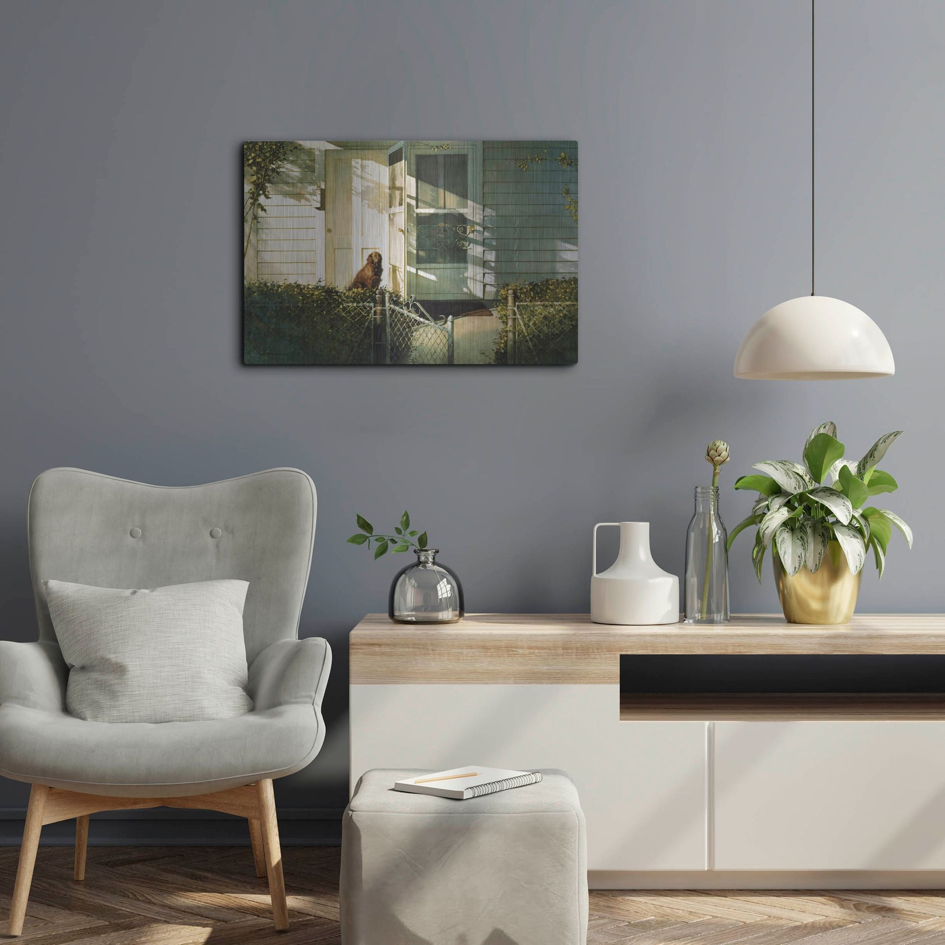 Luxe Metal Art 'Patiently Waiting' by Zhen-Huan Lu, Metal Wall Art,24x16