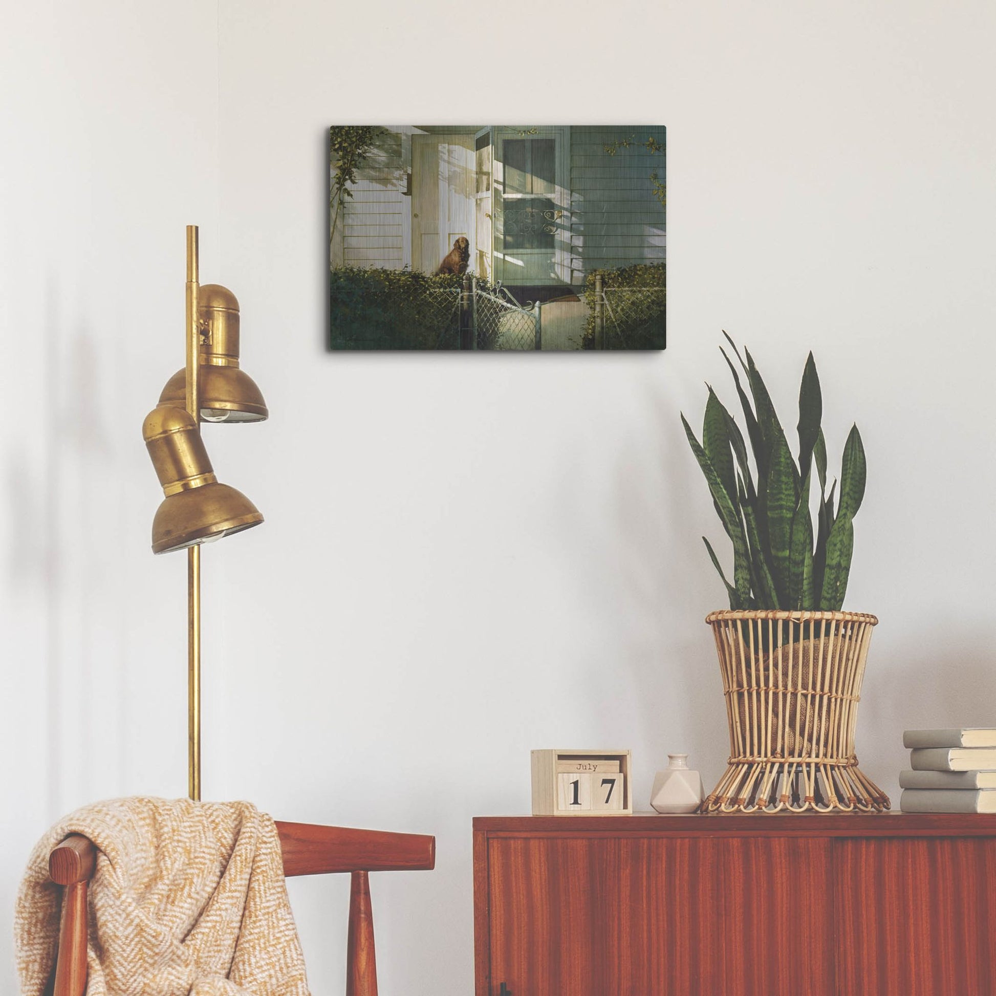 Luxe Metal Art 'Patiently Waiting' by Zhen-Huan Lu, Metal Wall Art,24x16