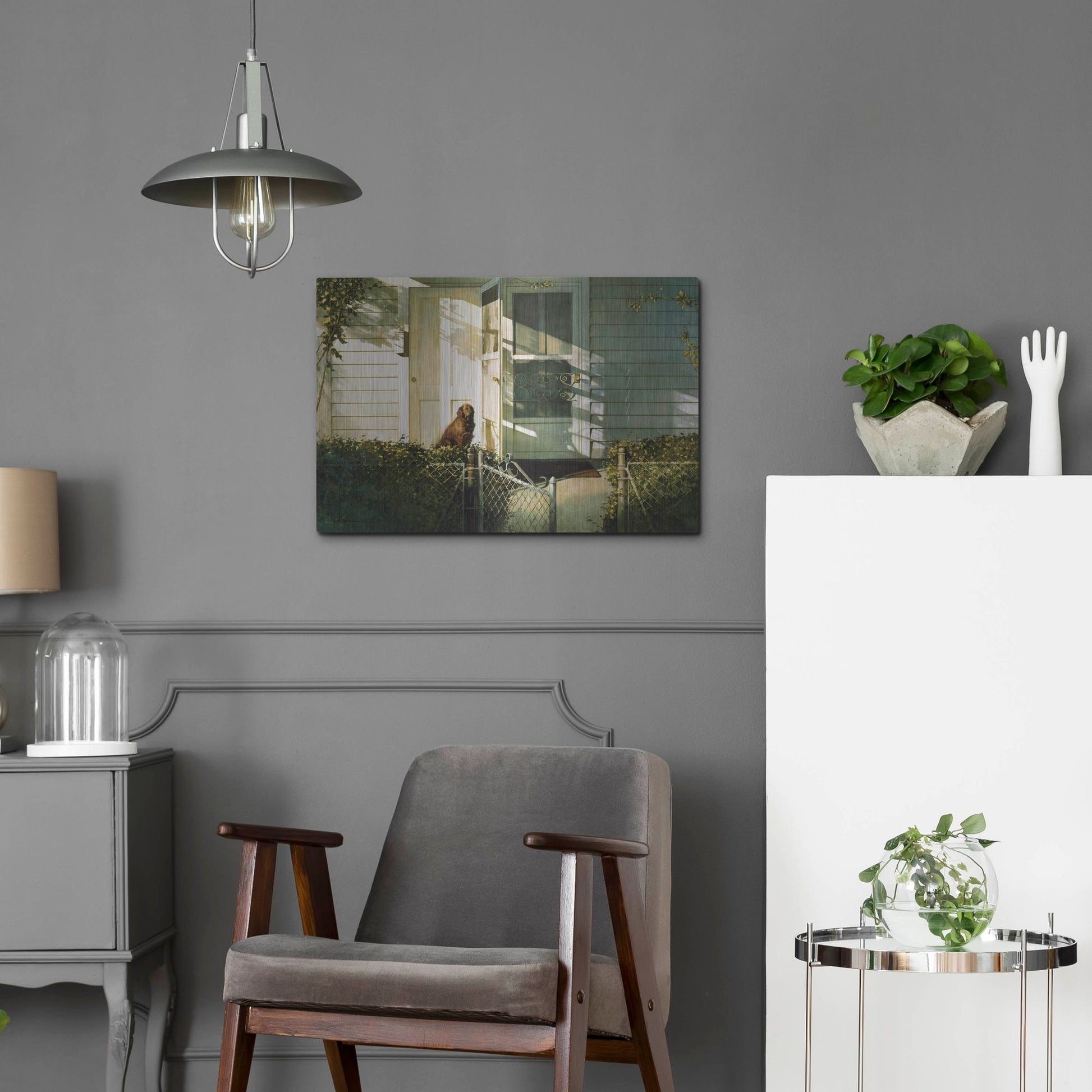 Luxe Metal Art 'Patiently Waiting' by Zhen-Huan Lu, Metal Wall Art,24x16