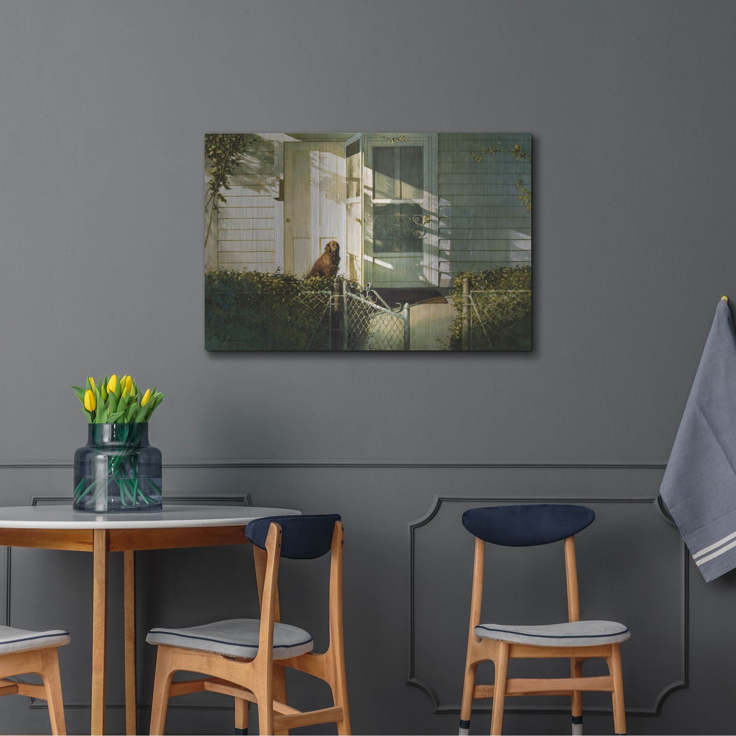 Luxe Metal Art 'Patiently Waiting' by Zhen-Huan Lu, Metal Wall Art,36x24