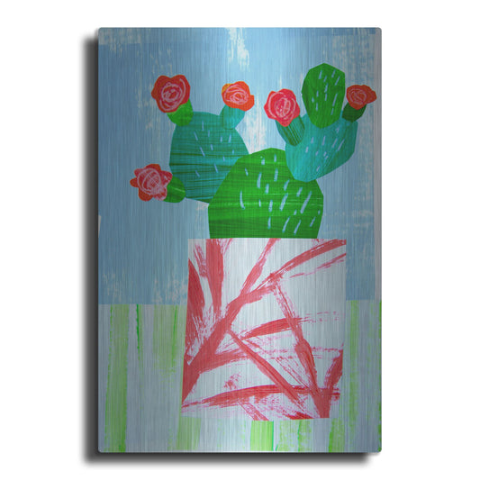 Luxe Metal Art 'Tropical Cactus Still Life I' by Shelley Hampe, Metal Wall Art