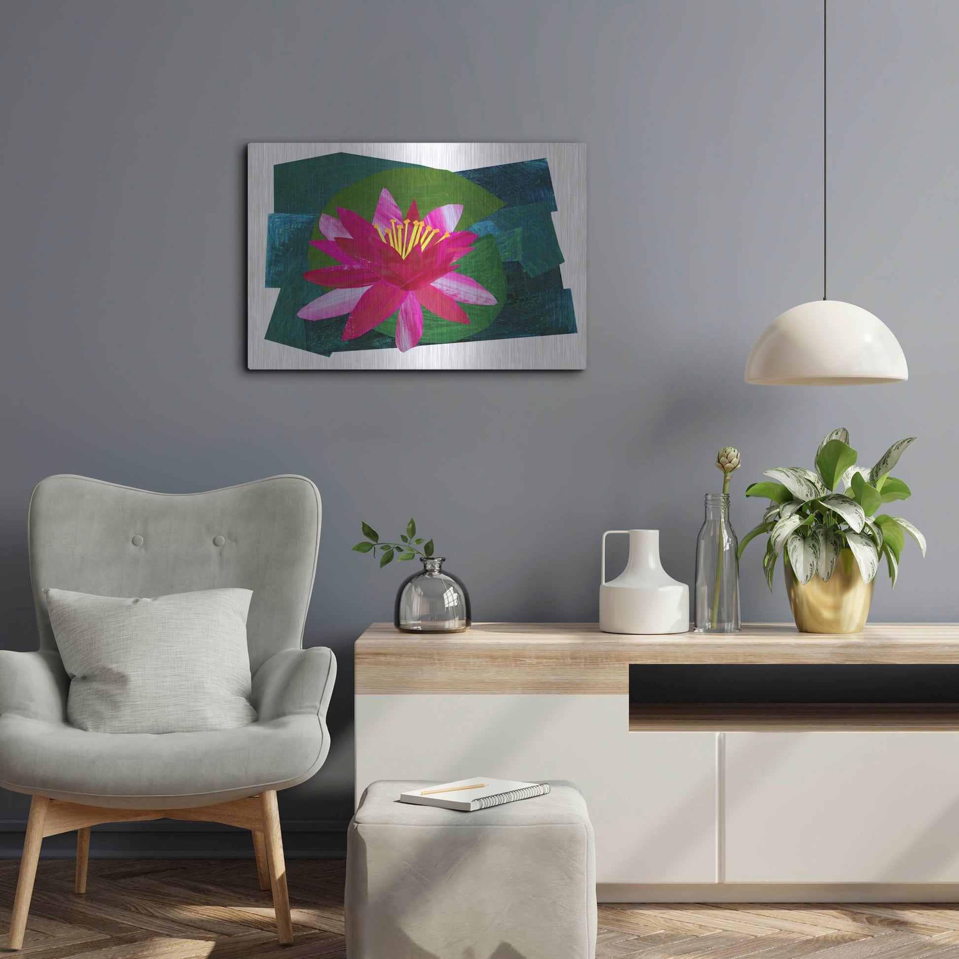 Luxe Metal Art 'Flowering Lily I' by Shelley Hampe, Metal Wall Art,24x16