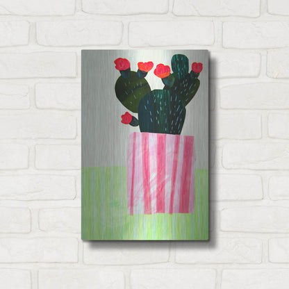 Luxe Metal Art 'Emerald Cactus I' by Shelley Hampe, Metal Wall Art,12x16