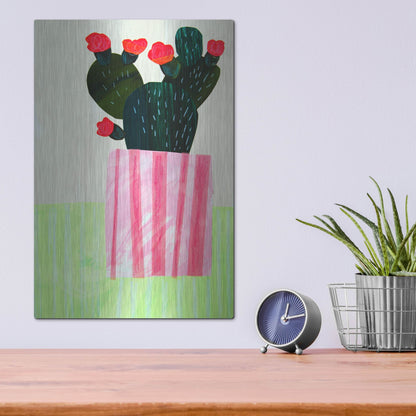 Luxe Metal Art 'Emerald Cactus I' by Shelley Hampe, Metal Wall Art,12x16