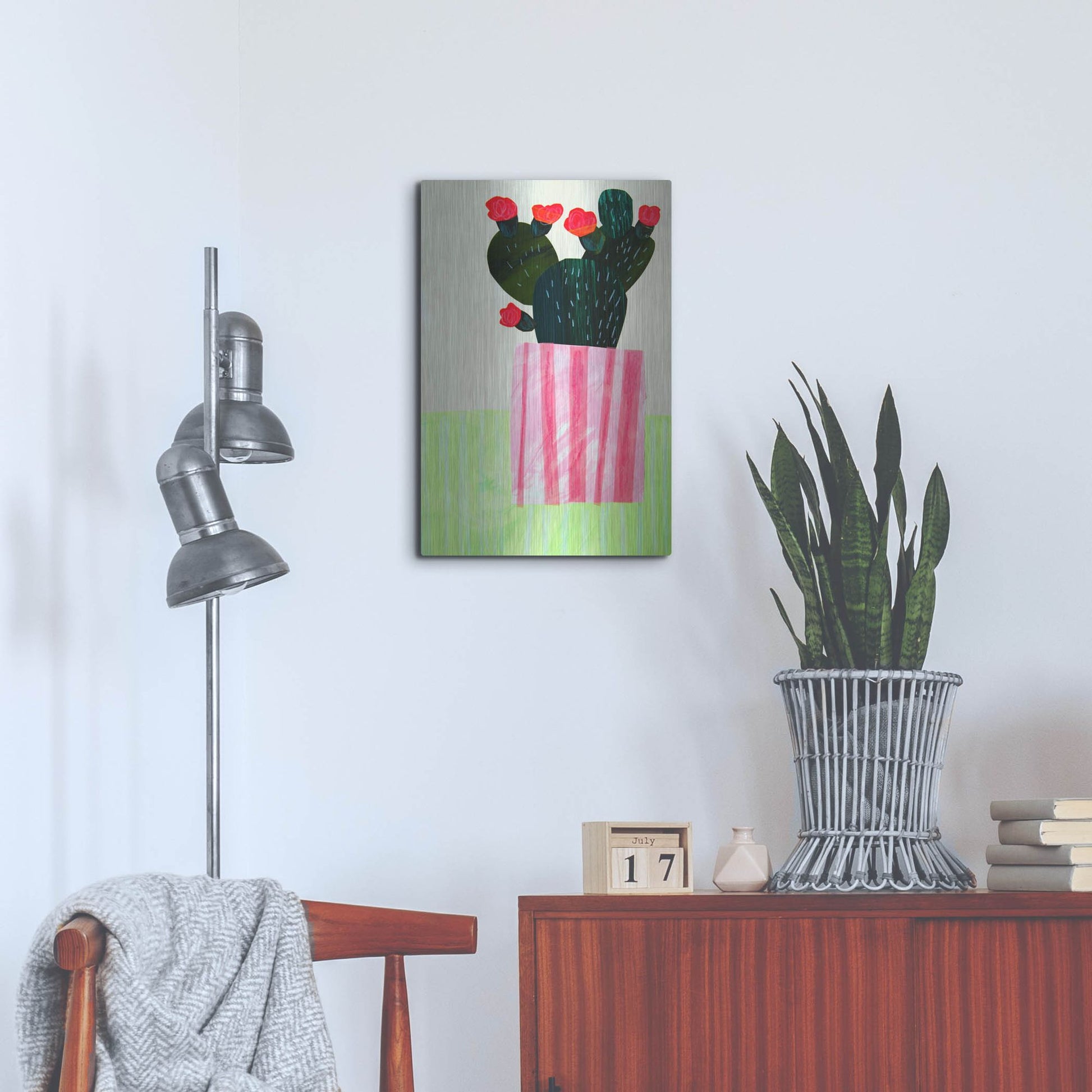 Luxe Metal Art 'Emerald Cactus I' by Shelley Hampe, Metal Wall Art,16x24