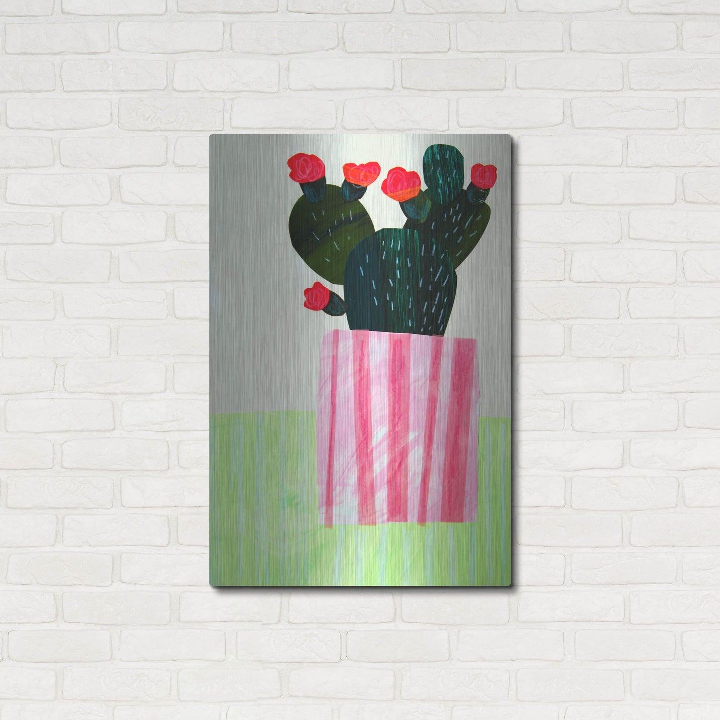 Luxe Metal Art 'Emerald Cactus I' by Shelley Hampe, Metal Wall Art,24x36