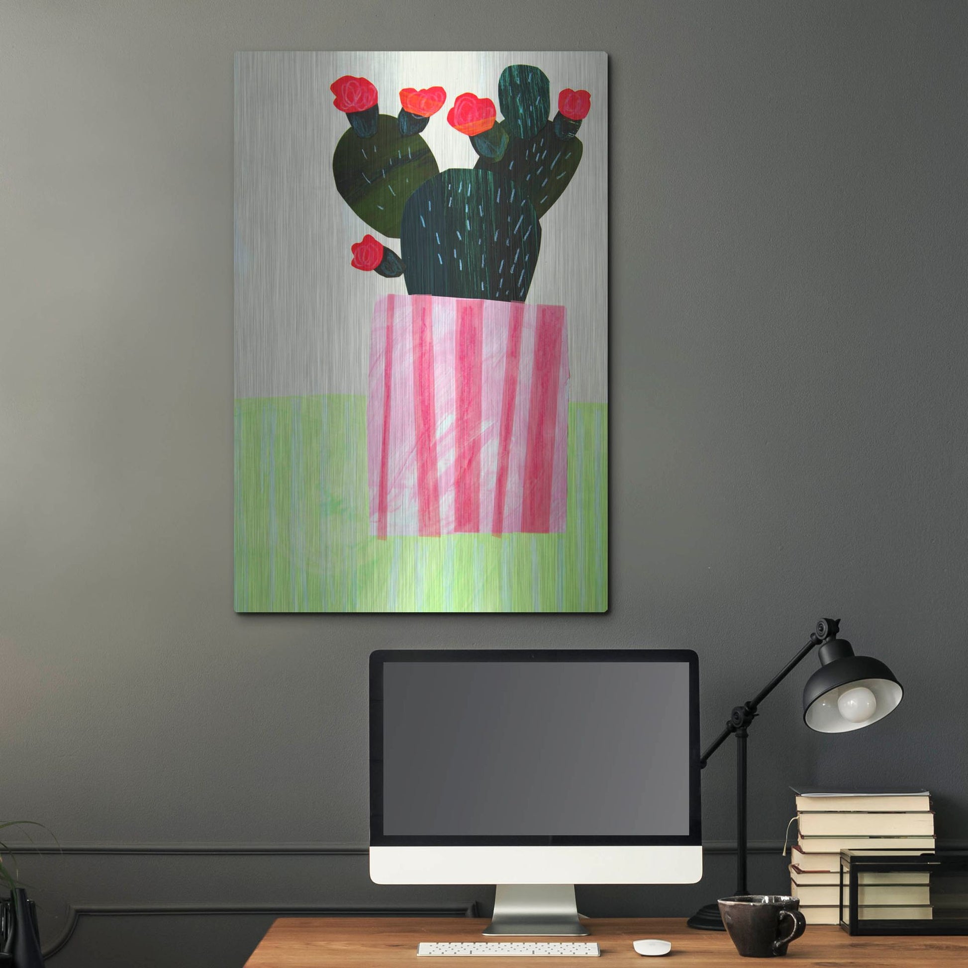 Luxe Metal Art 'Emerald Cactus I' by Shelley Hampe, Metal Wall Art,24x36