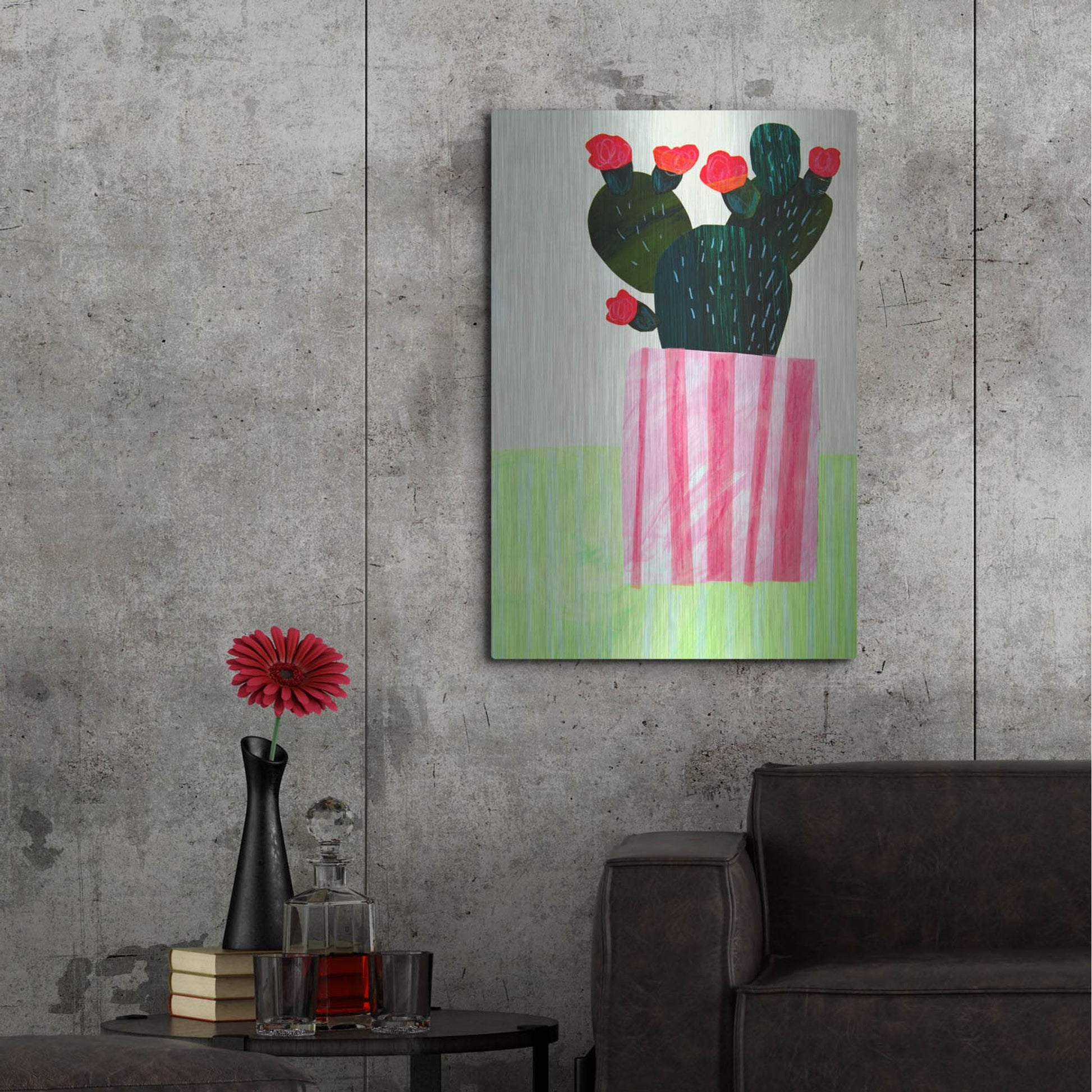 Luxe Metal Art 'Emerald Cactus I' by Shelley Hampe, Metal Wall Art,24x36