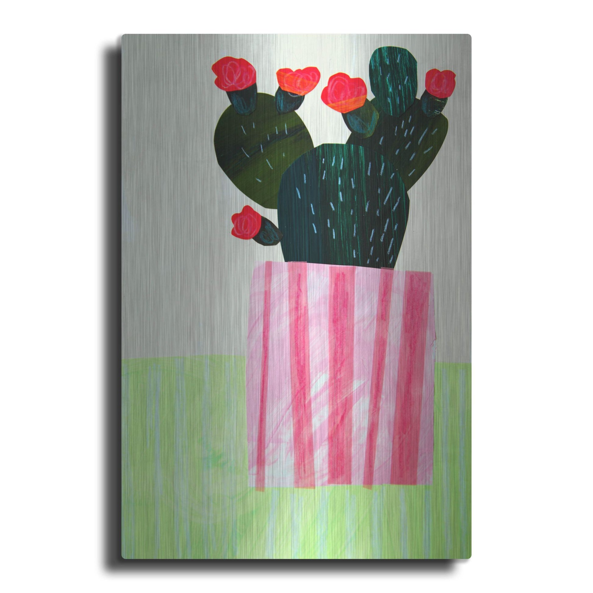 Luxe Metal Art 'Emerald Cactus I' by Shelley Hampe, Metal Wall Art