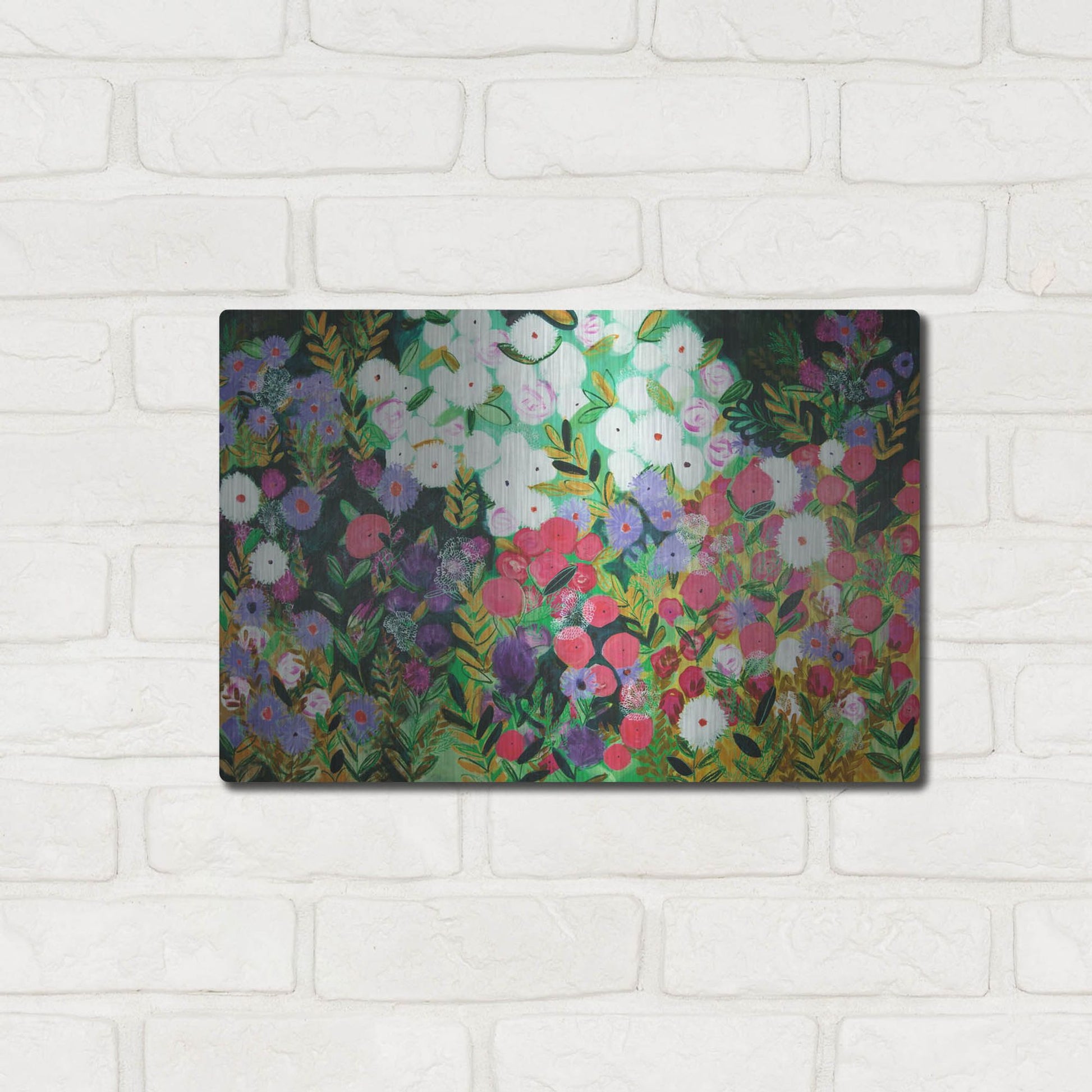 Luxe Metal Art 'Midnight Garden Hue' by Shelley Hampe, Metal Wall Art,16x12