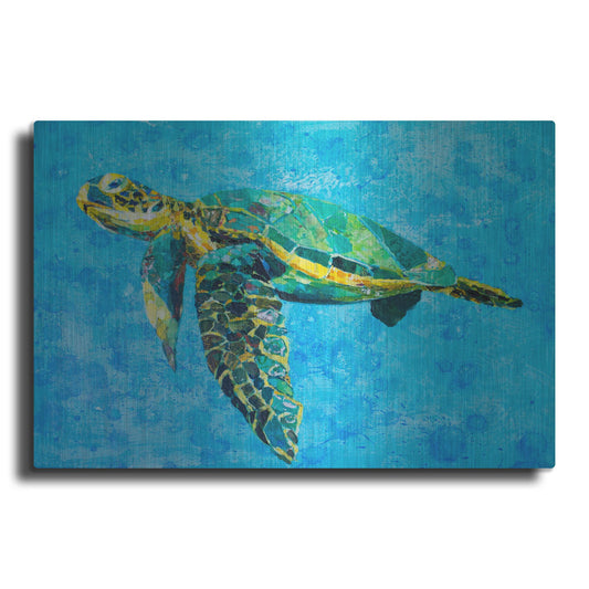 Luxe Metal Art 'Floating Sea Turtle' by St. Hilaire Elizabeth, Metal Wall Art