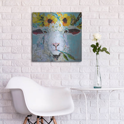 Luxe Metal Art 'Floral Sheep2' by St. Hilaire Elizabeth, Metal Wall Art,24x24