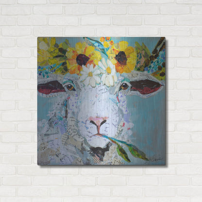 Luxe Metal Art 'Floral Sheep2' by St. Hilaire Elizabeth, Metal Wall Art,36x36