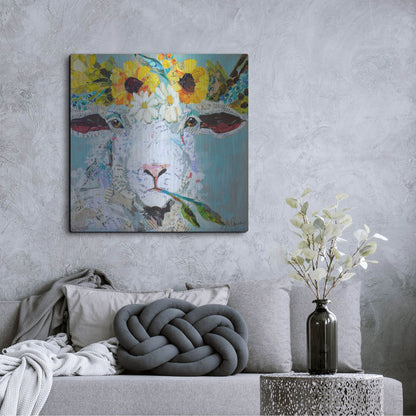 Luxe Metal Art 'Floral Sheep2' by St. Hilaire Elizabeth, Metal Wall Art,36x36